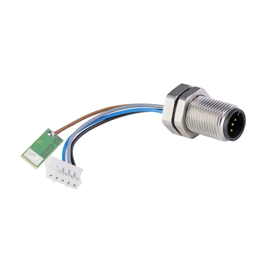 M12-Einbaustecker, konfektioniert mit Leiterplatte